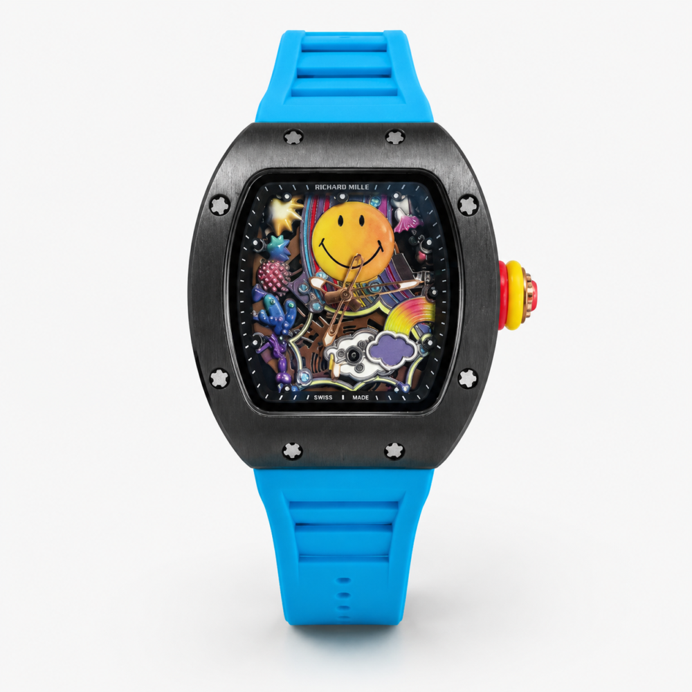 Мъжки Richard Mille Smiley Black Ceramic / Blue Rubber #323