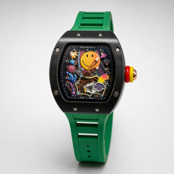 Мъжки Richard Mille Smiley Black Ceramic / Green Rubber #321