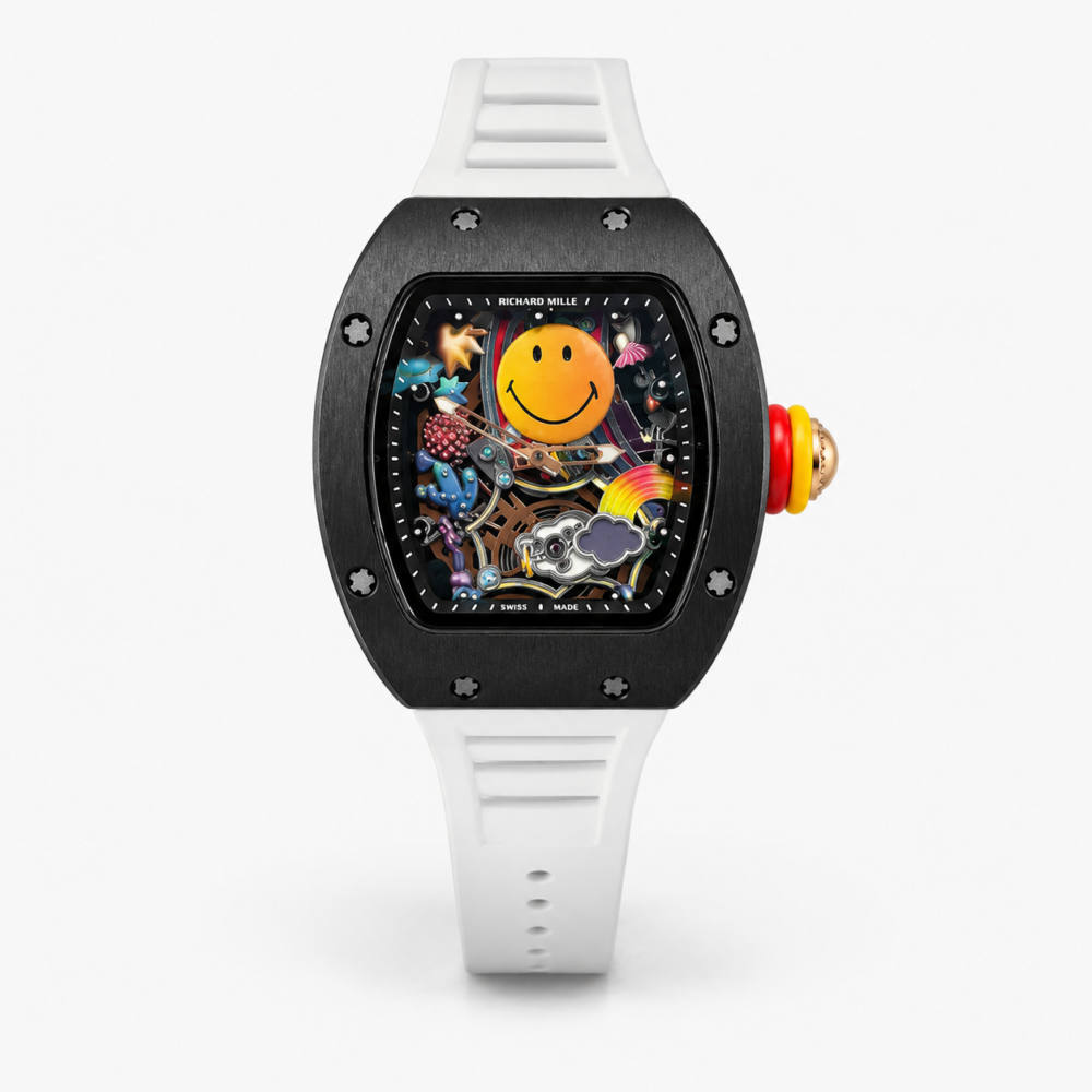 Мъжки Richard Mille Smiley Black Ceramic / White Rubber #320