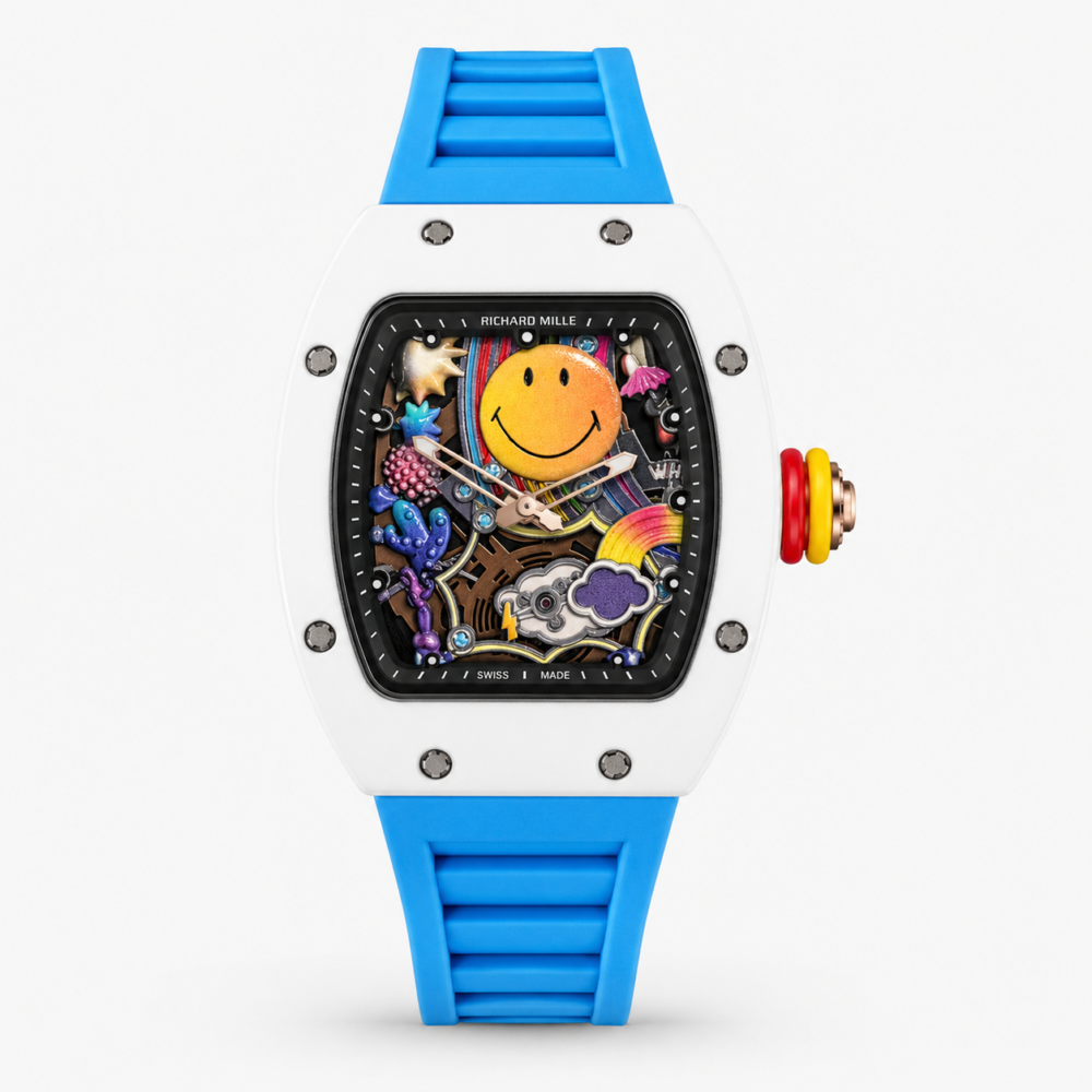 Мъжки Richard Mille Smiley White Ceramic / Blue Rubber #326