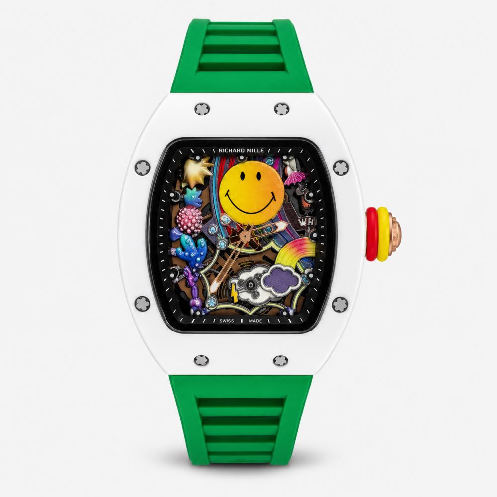 Мъжки Richard Mille Smiley White Ceramic / Green Rubber #325