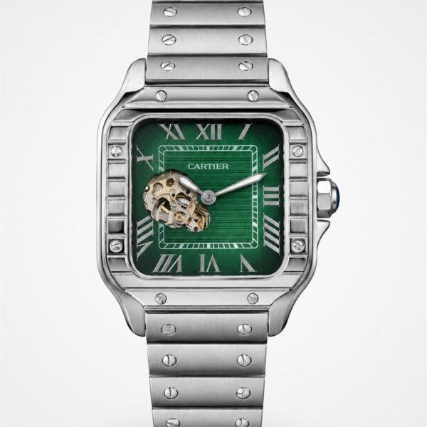 Мъжки Cartier Santos Skeleton Steel / Green Dial #273