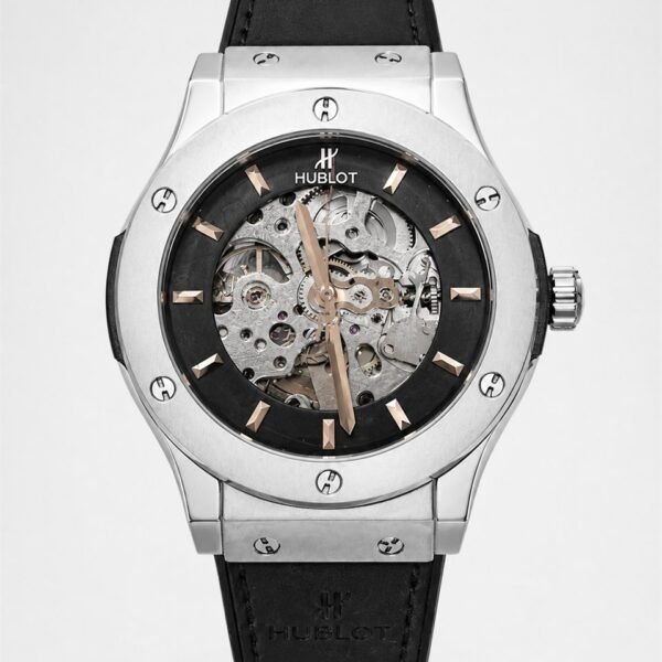 Мъжки Hublot Classic Fusion Skeleton Steel / Black Strap #282