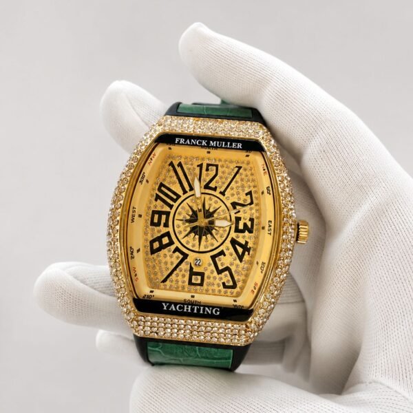 Мъжки Franck Muller Vanguard Yachting Gold Green Diamond 44 mm