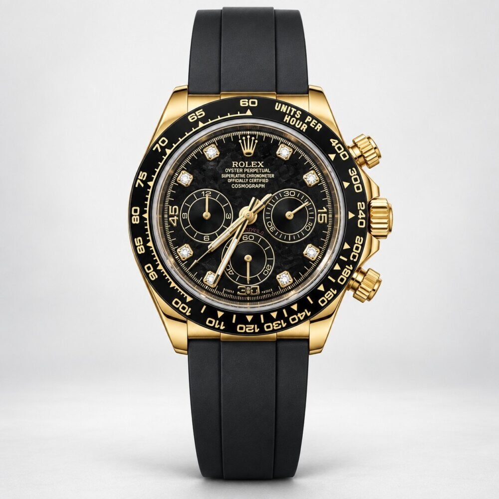 Мъжки Rolex Daytona Gold / Black Dial Rubber Strap #449