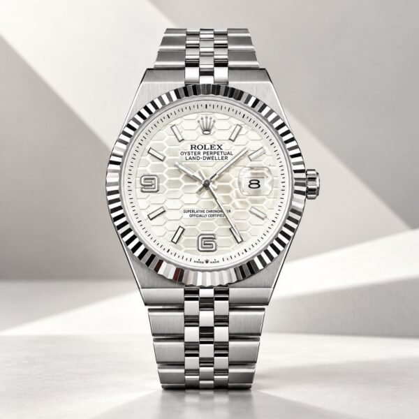 Мъжки Rolex Land-Dweller White Honeycomb Dial Jubilee Steel
