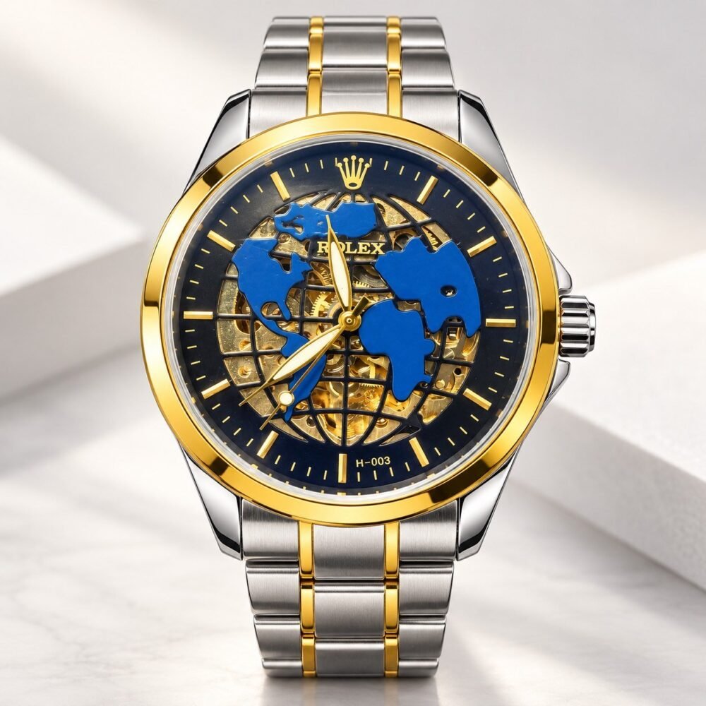 Мъжки Rolex Skeleton World Map Two-Tone / Navy Dial